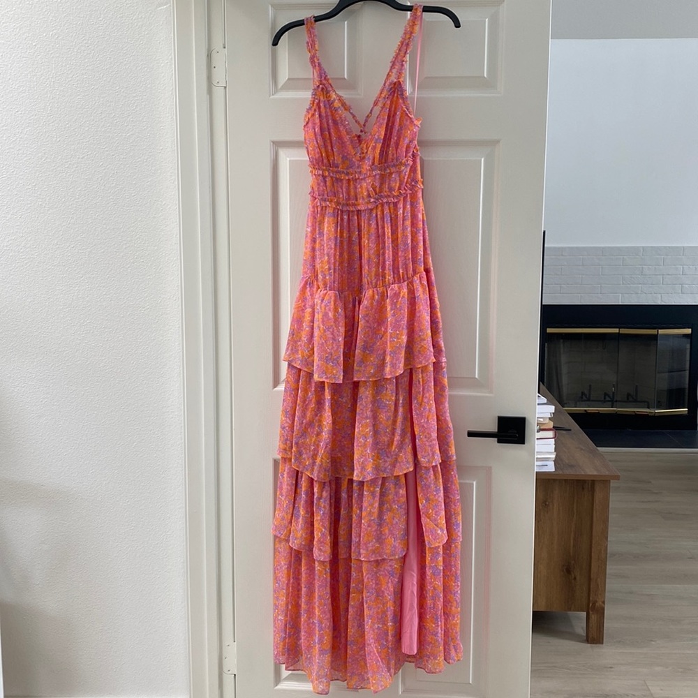 Likely Athena Maxi Dress in Pink Multi Size 4
